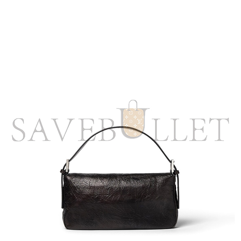 F**di BAGUETTE CRACKLED BLACK LEATHER BAG 8BR850B14MF0QA1 (26*14*4cm)